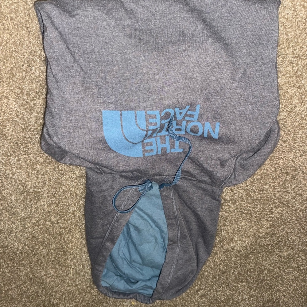 The North Face Gray Hoodie with Light Blue Accents